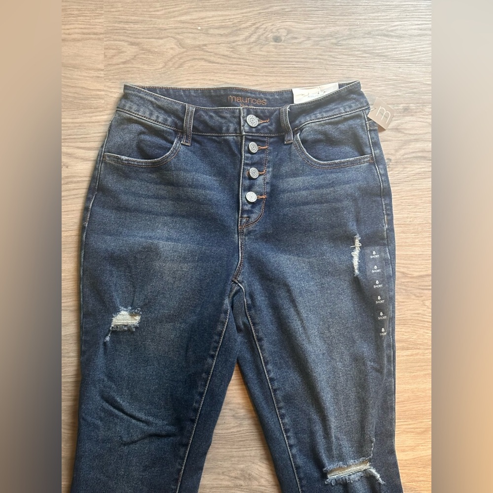 Maurices Jegging Vintage High Rise Distressed Dark Blue Jeans